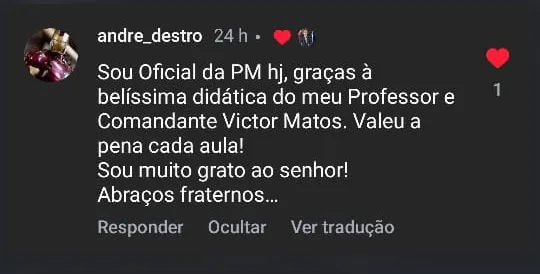 DEPOIMENTO CURSO PREPARATÓRIO GCM